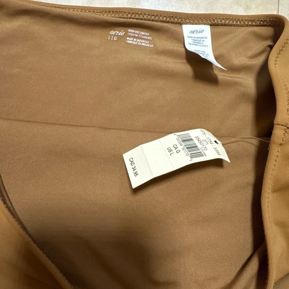 NWT AERIE Brown Bikini Top (M) and High Rise Bottom (L) - Picture 7 of 8